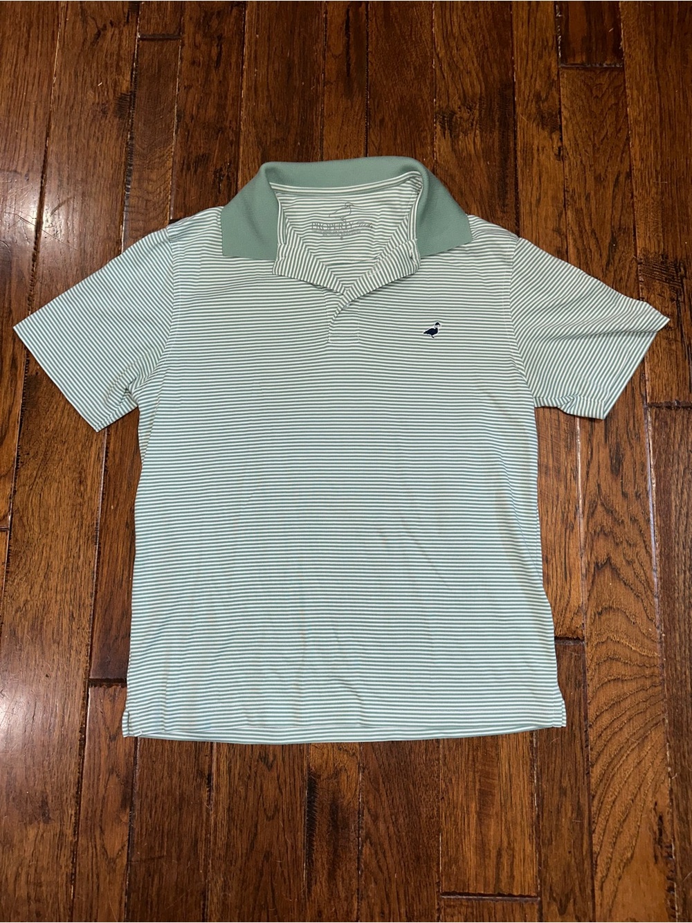🦆 Men's Striped Polo Shirt - Sage Green Size Small